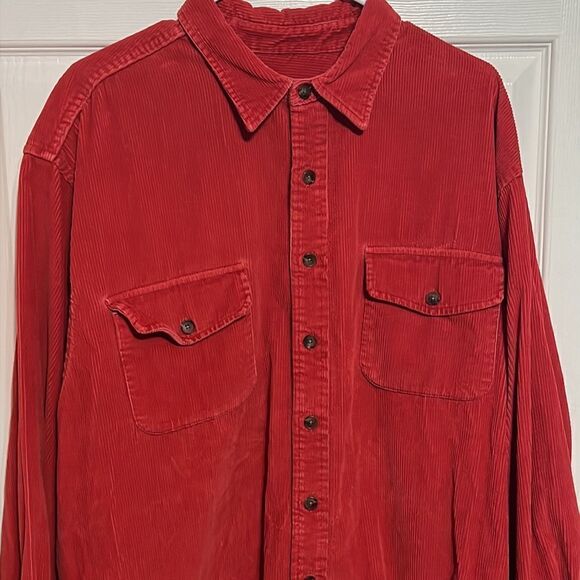 🔥 ABERCROMBIE BIG SHIRTS 100% Quality Red Thick Corduroy Shirt - EXCELLENT - XL - Picture 2 of 9